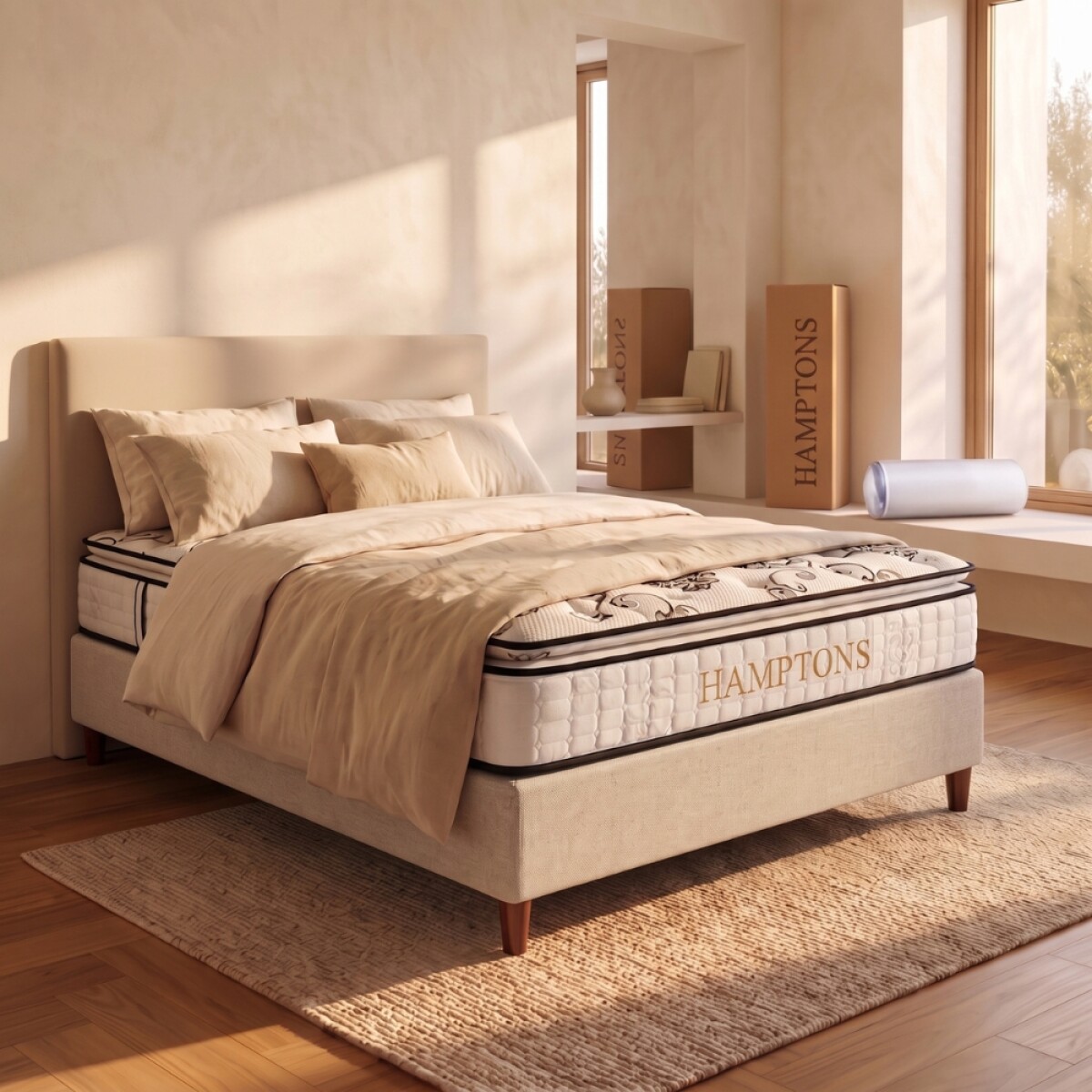 Sommier Plaza Y Media HAMPTONS Hybrid Bronze - Beige 