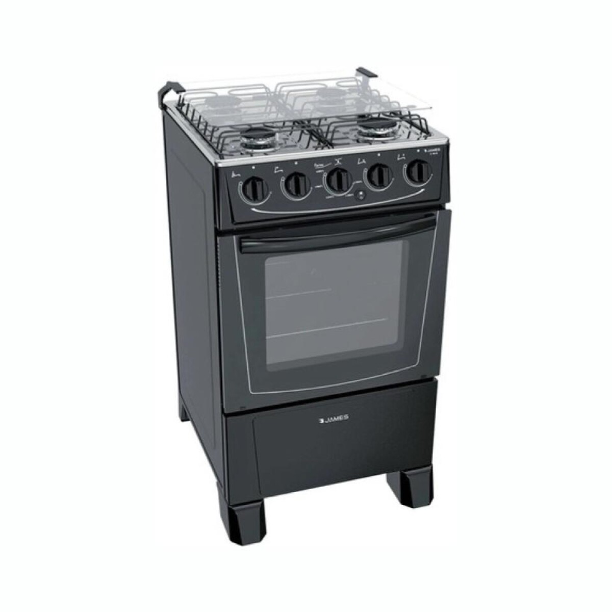 Cocina JAMES C 105 B A Gas Cuatro Hornallas Tapa De Vidrio 