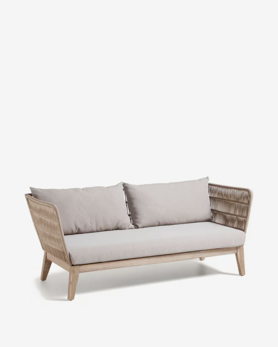 Sofá Belleny 3 plazas cuerda beige y madera maciza de acacia 176 