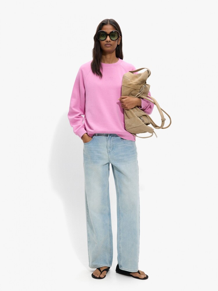 Sudadera De Algodón Con Bordado rosa