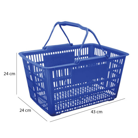 Canasto Cesto Supermercado Calado c/Asas Plástico 43x31x24Cm Azul