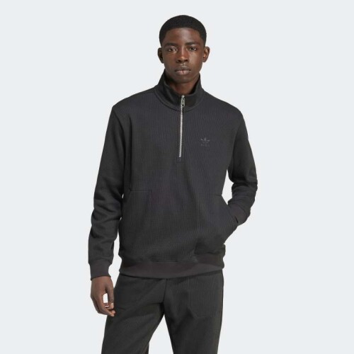 Buzo Adidas Trifolio Essentials Waffle 1/2 Zip Negro