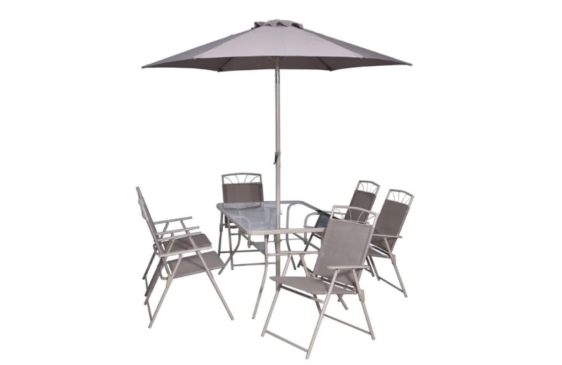 Juego de comedor exterior Santa Lucia de acero 8 piezas taupe 