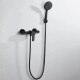 Grifería duchero teléfono + Soporte + Colilla baño NEGRO