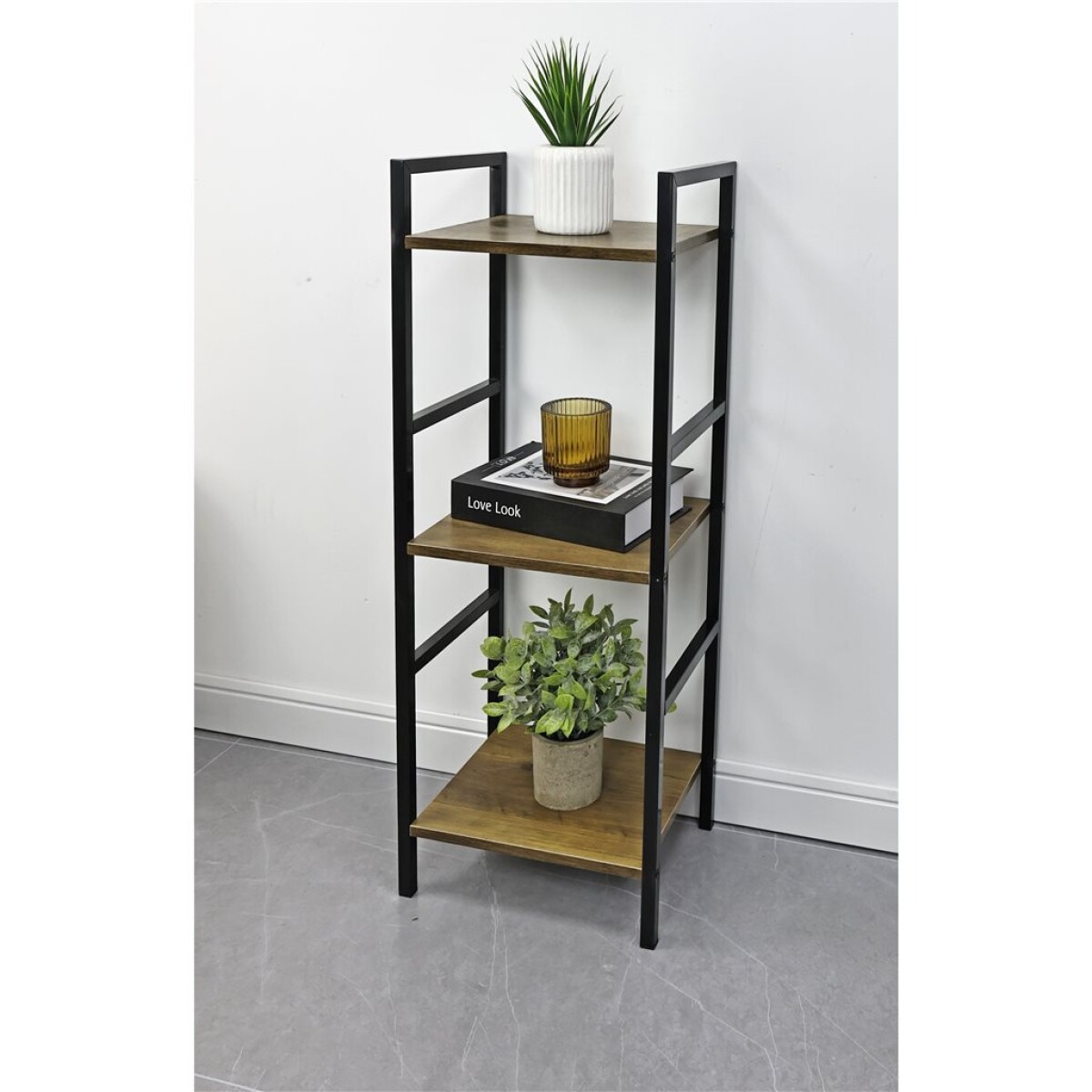 ESTANTERIA 3 NIVELES 29.5X24X80CM MADERA Y METAL 