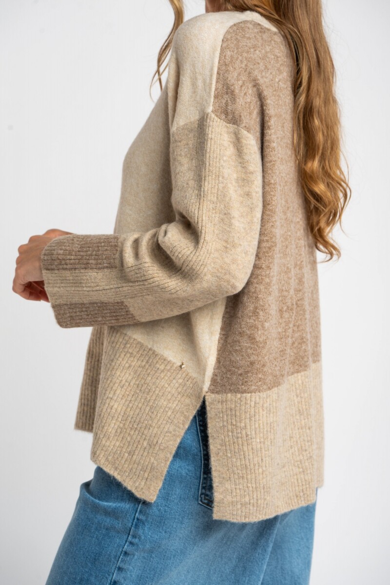 Sweater Combinado Beige Melange
