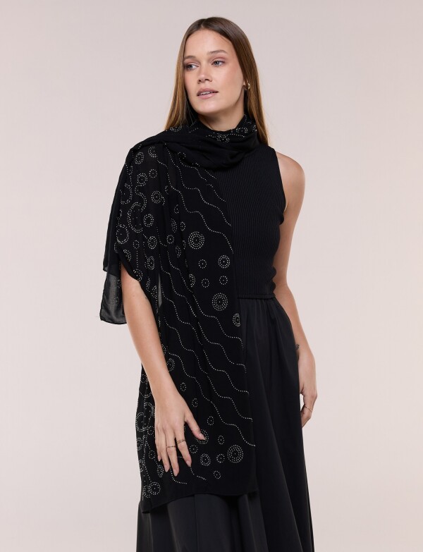 Pashmina Gasa Brillo NEGRO/PLATEADO