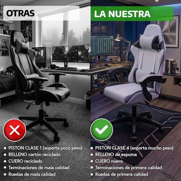 Silla Gamer Ergonomica Escritorio Reclinable Soporta 200kg Imback Blanco con Negro Silla Gamer Ergonomica Escritorio Reclinable Soporta 200kg Imback Blanco con Negro