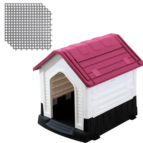 Casa Cucha Mascota Perro L 76x84x69 Resistente + Accesorio Rojo