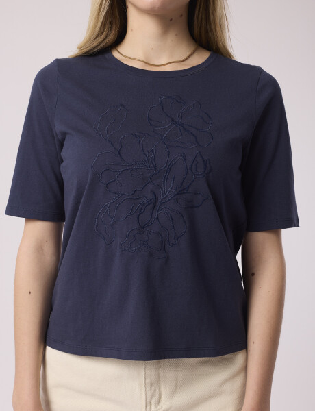 T-shirt bordada azul