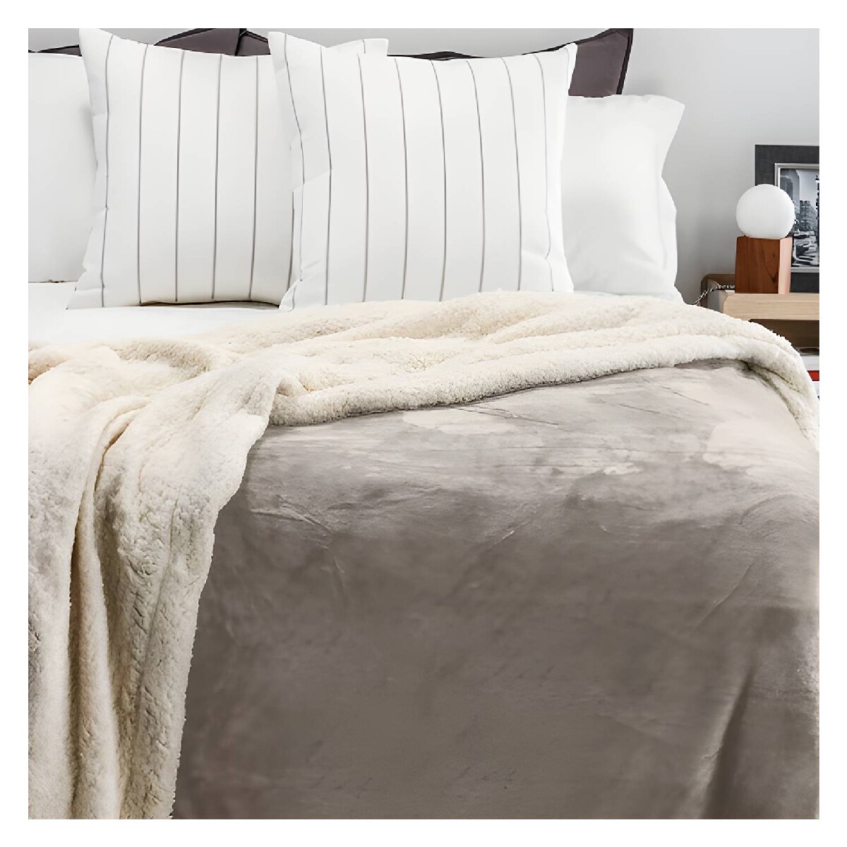 Frazada Richmond Con Corderito 2 Plazas - Beige 