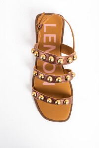 Sandalias De Cuero Con Tachas Burdeos