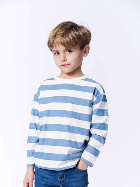REMERA Manga larga ESTAMPA Rayas Azul Y Blanco