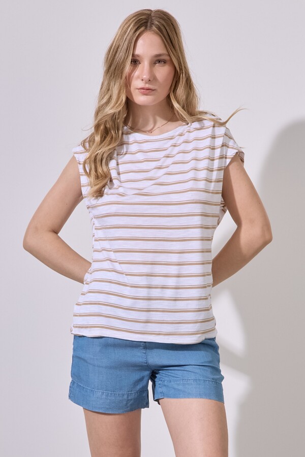 Remera Lineas BEIGE