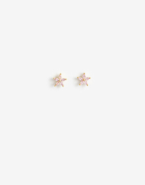 Aros Pasantes Cubic zirconia Aros Pasantes Flor Cubic - Dorado