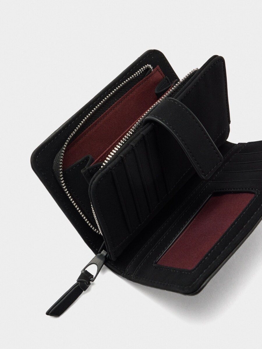 Cartera Lisa Con Textura Suave M negro