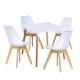 Juego mesa Eames cuadrada + 4 sillas acolchonadas BLANCO