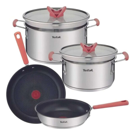 Bateria De Cocina Tefal Optispace 6 Piezas Acero Inoxidable Acero Inoxidable