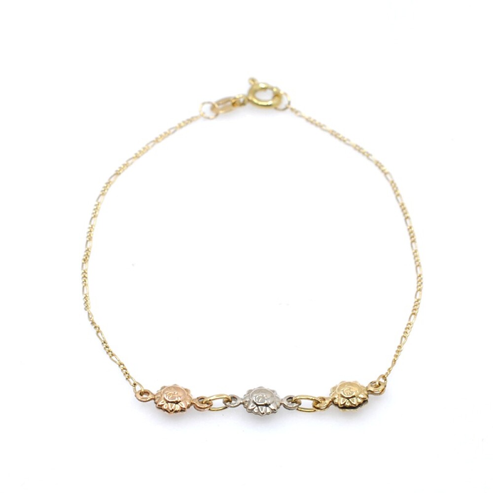 Pulsera fina en oro 18k de 2 tonos con 3 soles Pulsera fina en oro 18k de 2 tonos con 3 soles
