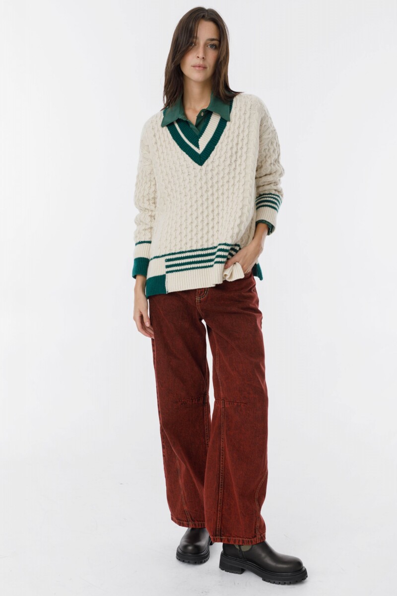Sweater Copos Crudo/Verde