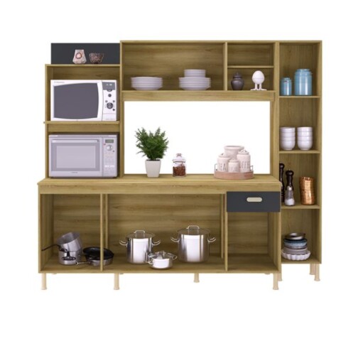 Kit Cocina Sevilha 7 Puertas Indèkes Castaño Plomo Kit Cocina Sevilha 7 Puertas Indèkes Castaño Plomo