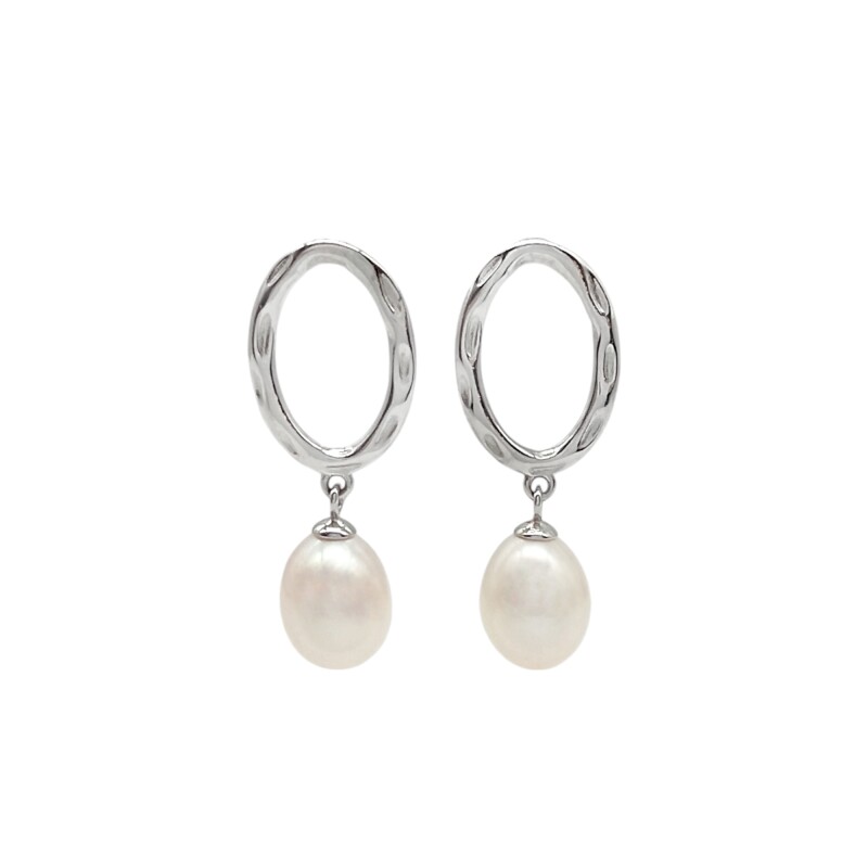 Caravanas Óvalo Perlas-Plata 925-Con Perla-CA3208 Conperla