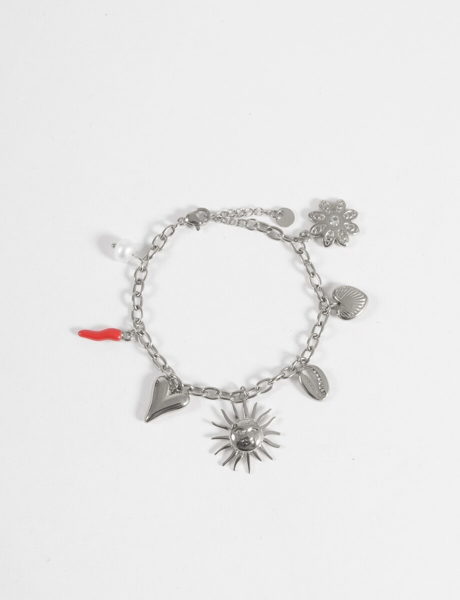 Pulsera dijes sol chilly acero - plateado 