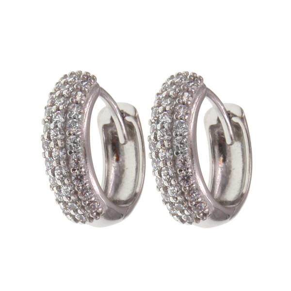 Caravanas / Aros de oro blanco 18k con circonias N0378W Caravanas / Aros de oro blanco 18k con circonias N0378W