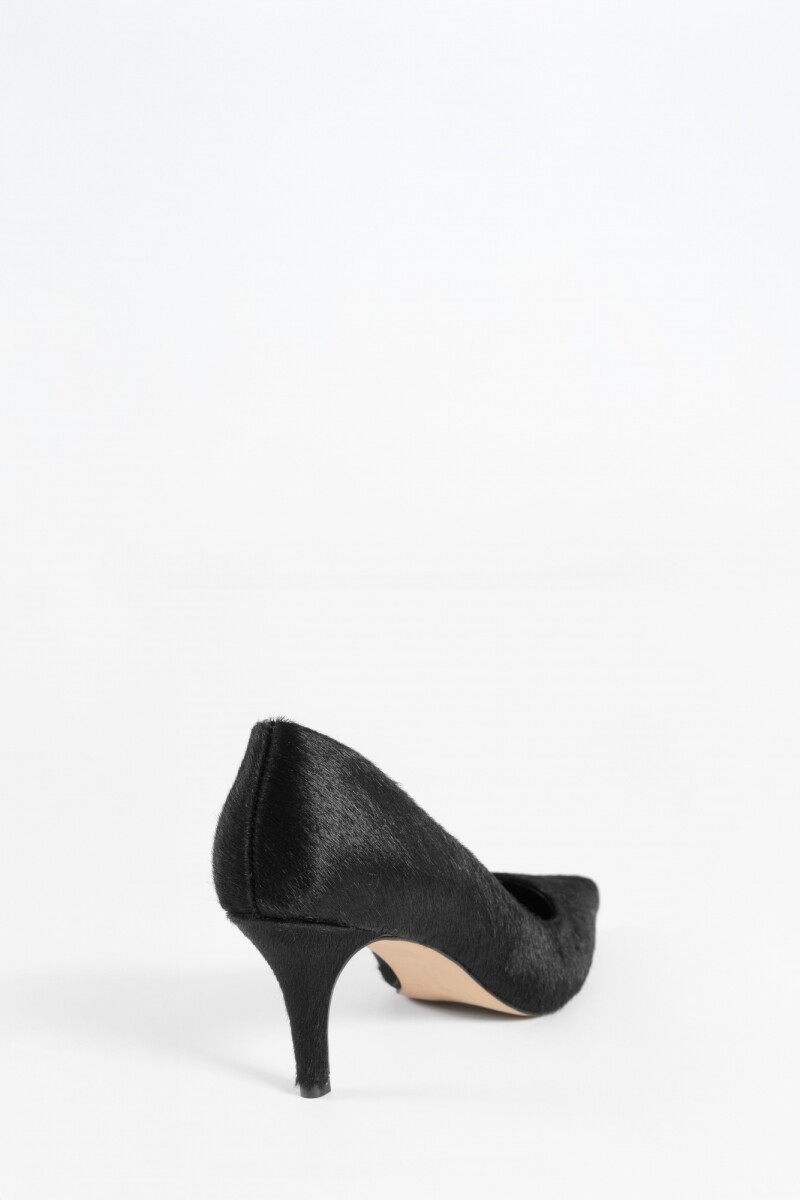 Stiletto Amelia de cuero pelo negro