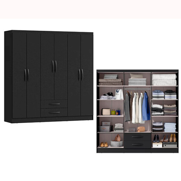 PLACARD NAPOLI 606- 6 Puertas + 2 Cajones - BL / Ng Sin color