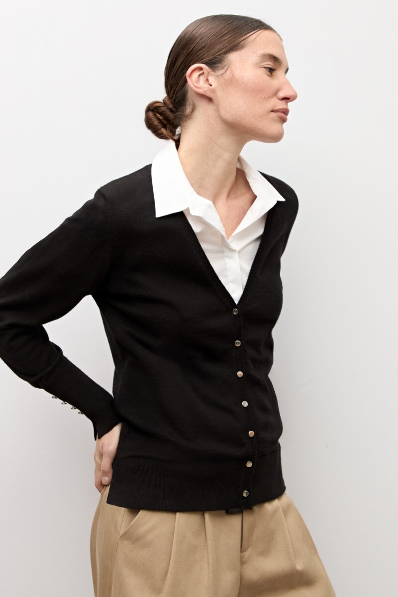 Cardigan abotonado negro