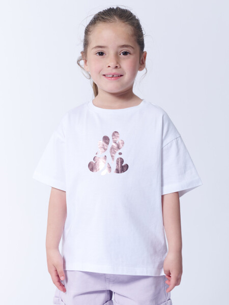 Remera Manga Corta Estampa Corazones Blanco
