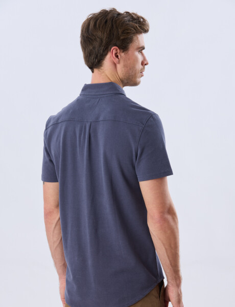CAMISA PIQUÉ LISA Azul