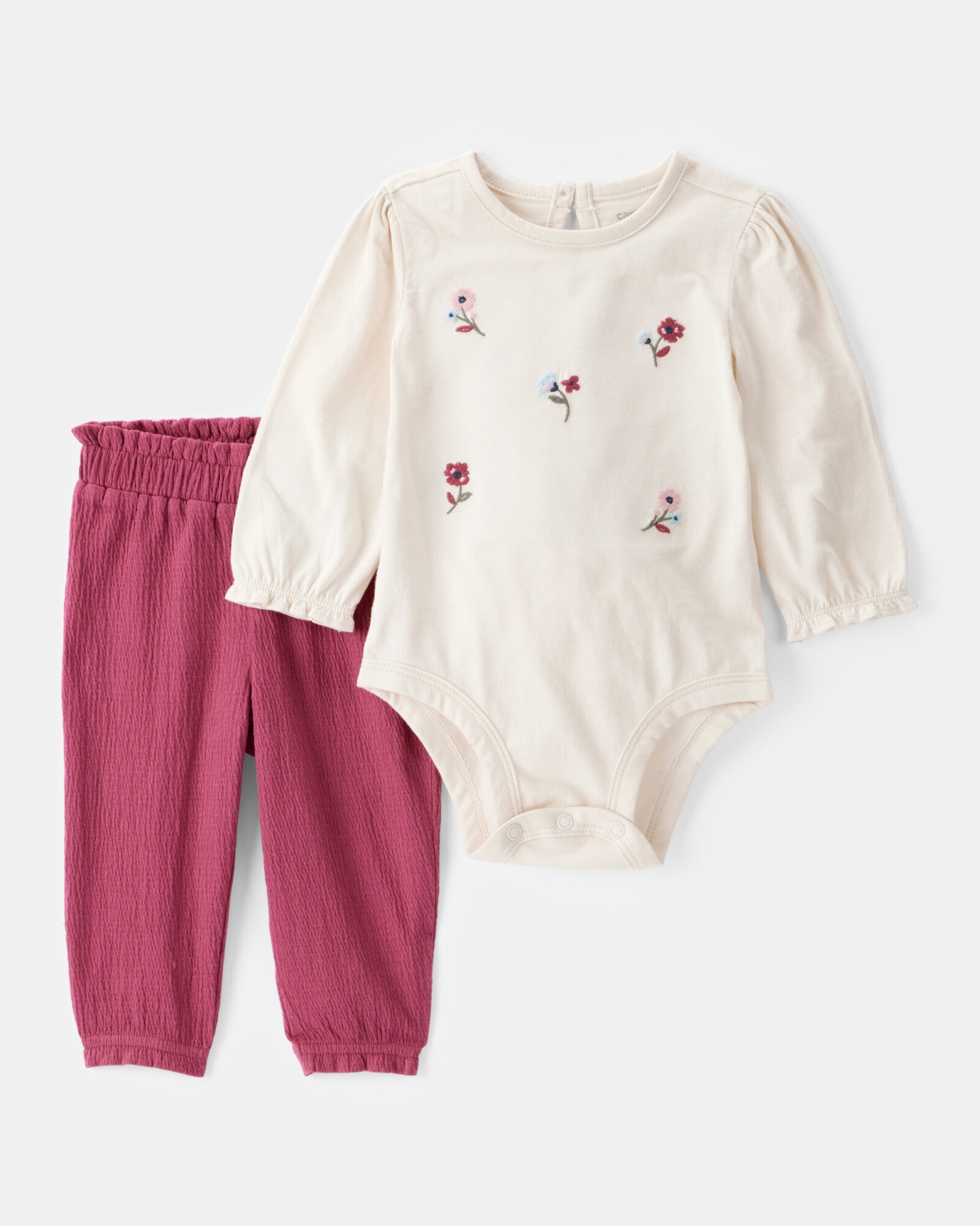Set dos piezas, pantalón de jersey arrugado y body de algodón Sin color