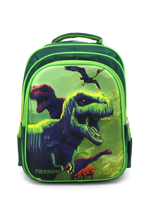 Mochila escolar 3D dinosaurio Verde