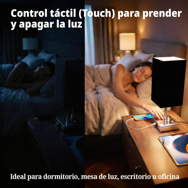 Lámpara de Mesa Touch IMBACK IBK-ILU013 | Con USB-C, USB-A y Enchufes | Moderna y Funcional Negro Lámpara de Mesa Touch IMBACK IBK-ILU013 | Con USB-C, USB-A y Enchufes | Moderna y Funcional Negro