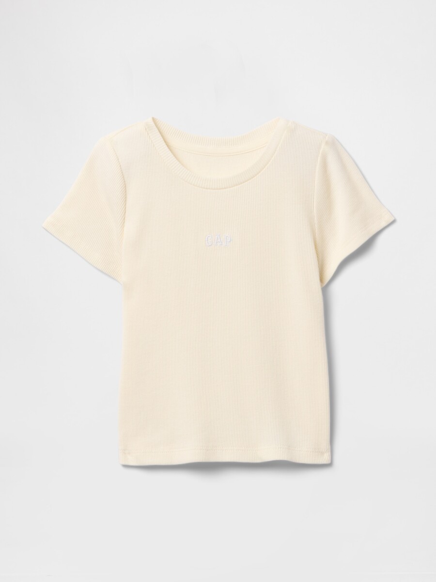 Remera Rib Logo Gap Toddler Niña - Ivory Frost 