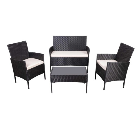 SET LIVING EXTERIOR RATTAN SINTETICO Y ACERO NEGRO SET LIVING EXTERIOR RATTAN SINTETICO Y ACERO NEGRO