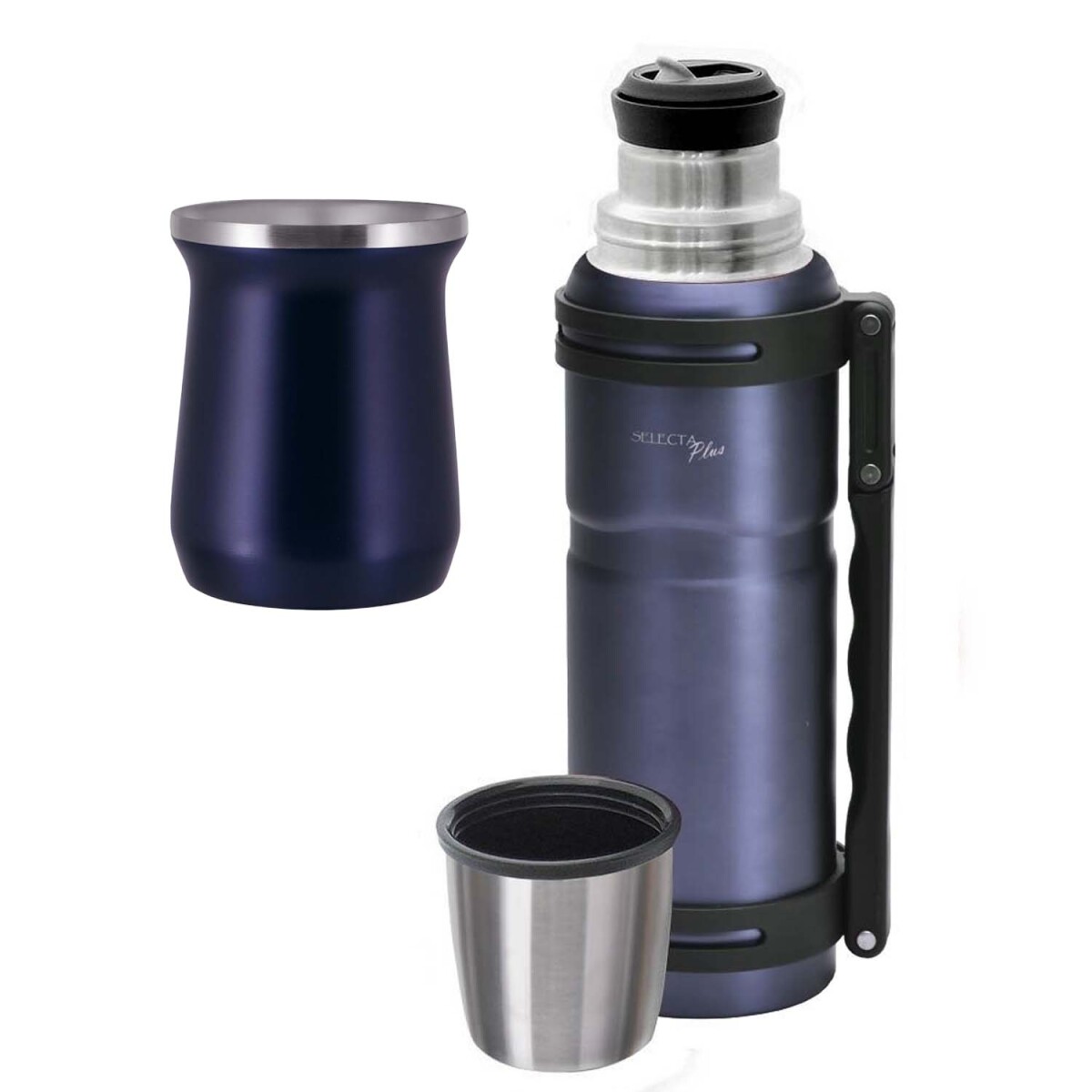Kit Matero Termo Carter 1.2L Manija y Mate 230Ml Acero Inox - Azul 