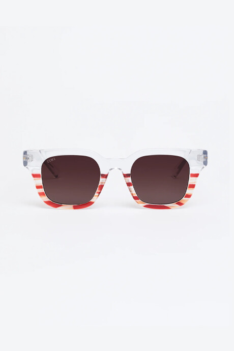 Lentes Tiwi Lio Shiny Transparent /gradient Stripe Orange With Bugundy Gradient Lenses (flat)