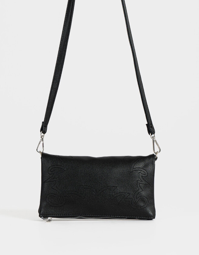 Bandoleras Boho Bandolera De Cuerina Con Solapa - Negro