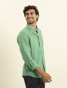 011665 CAMISA DE LINO HARRINGTON LABEL Verde Medio