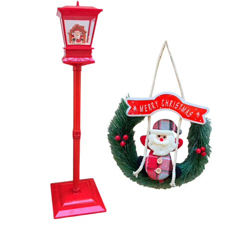 Farol Navideño Decorativo Papa Noel Con Nieve Led Nav001003-rj-m1