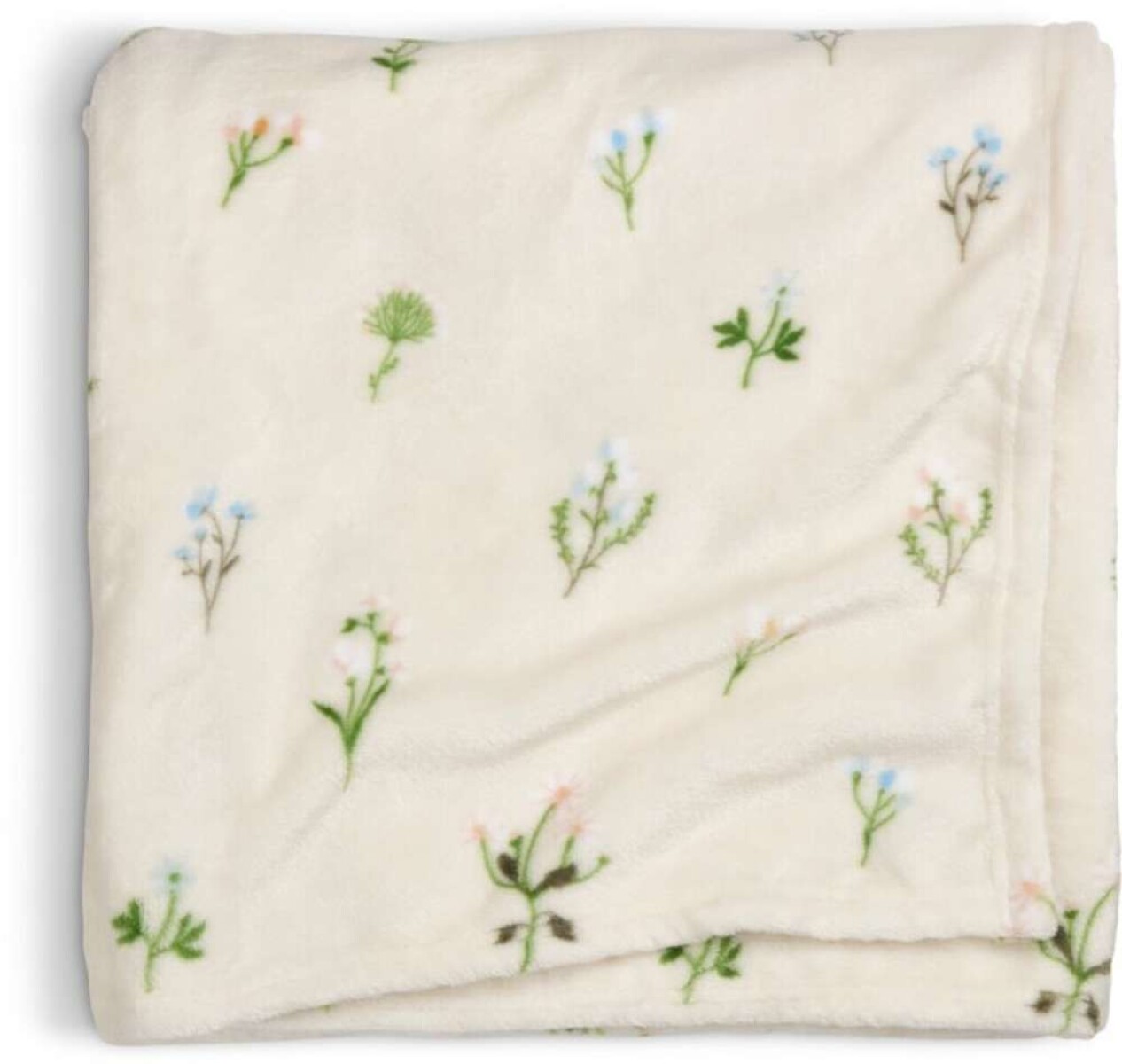 Manta throw ENGSOLEI 130x170 fleece blanco/verde - peso: 0.675 
