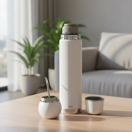 Set Termo Bala 750ml +mate 120ml +bombilla regalo Blanco
