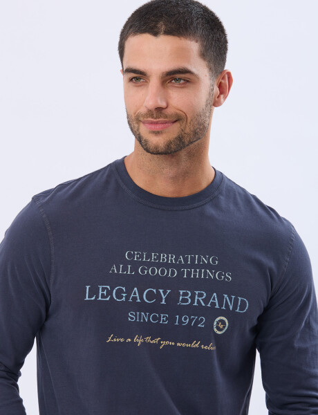 REMERA ESTAMPADA DE ALGODÓN AZUL