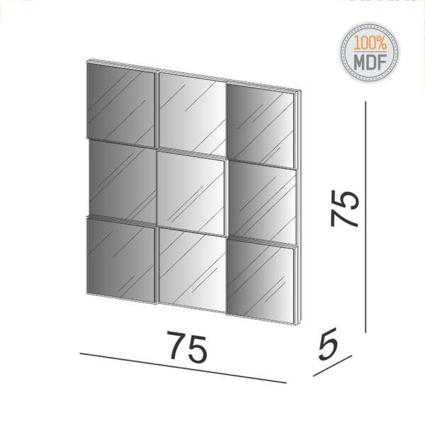 Espejo Pared Panel Tiles De Cuadrículas PANEL DE ESPEJOS TILES
