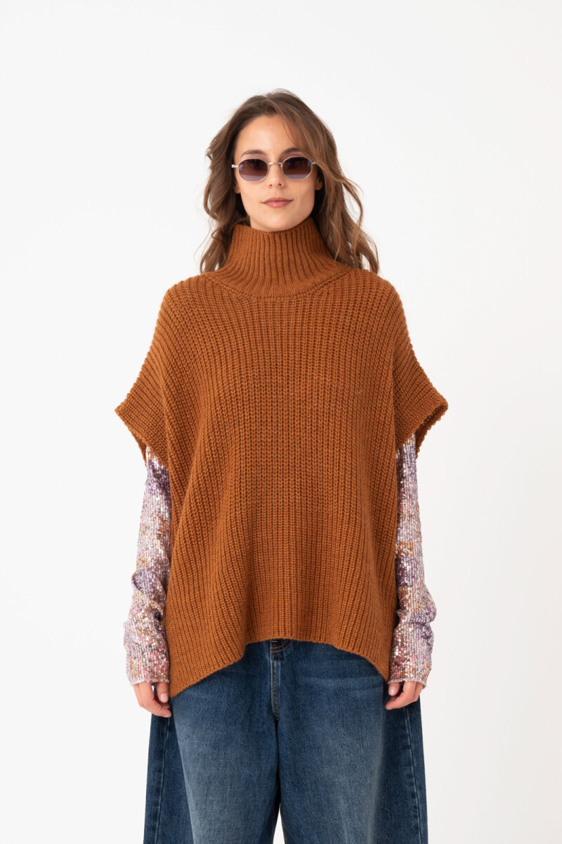 CHALECO PONCHO Ocre
