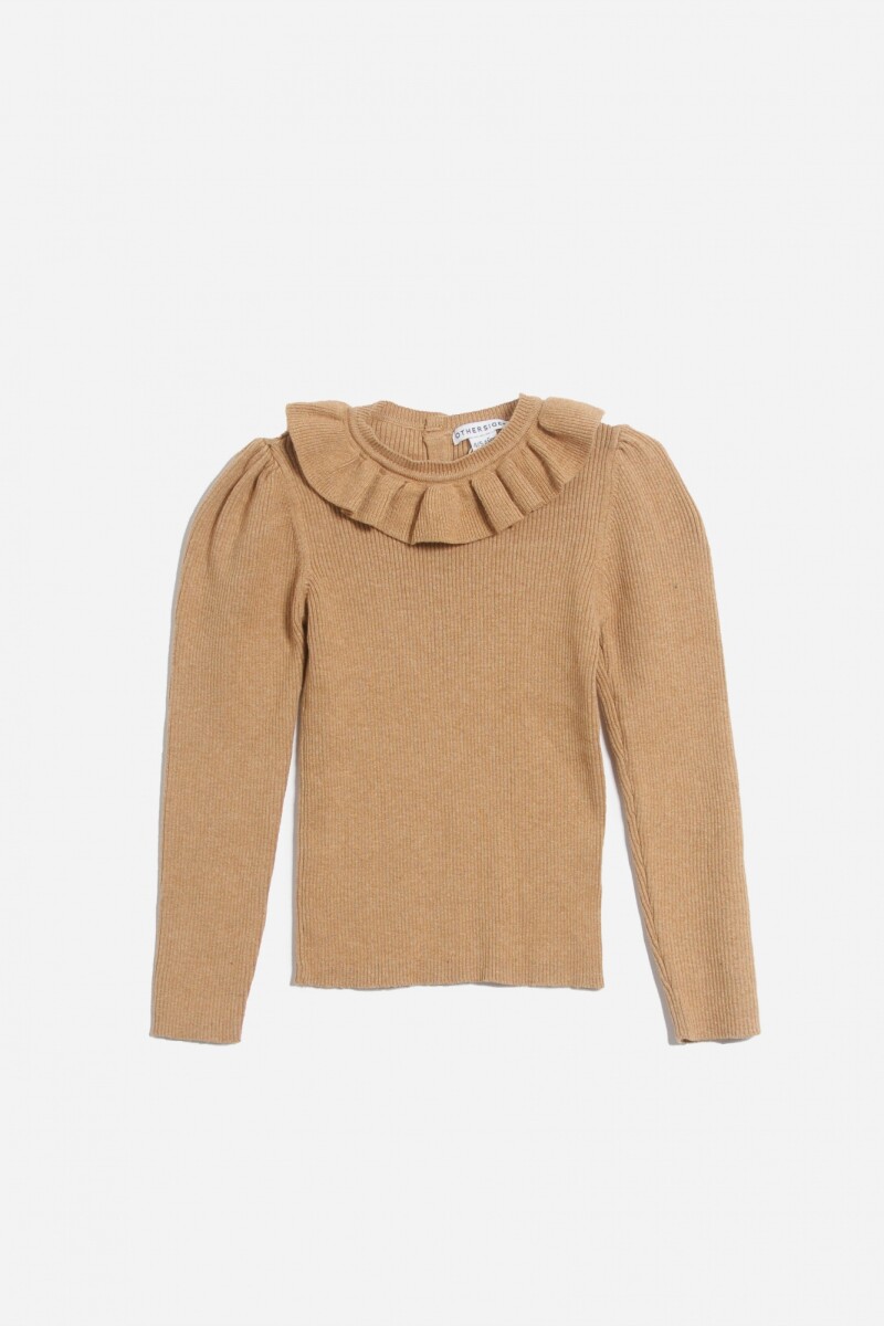 Sweater con volado - Tostado 