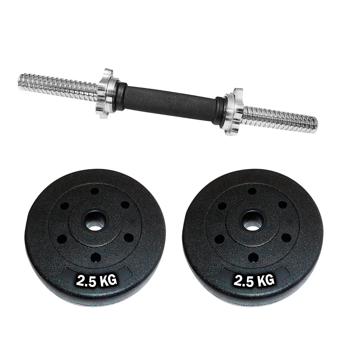 Set Mancuerna Maciza Cromada C/ Rosca + 5 Kilos - Cmb000056 